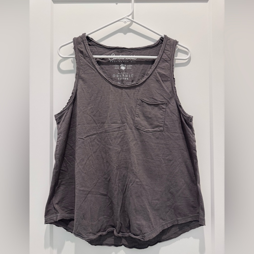 Pact Dark Grey Organic Cotton Tank Top